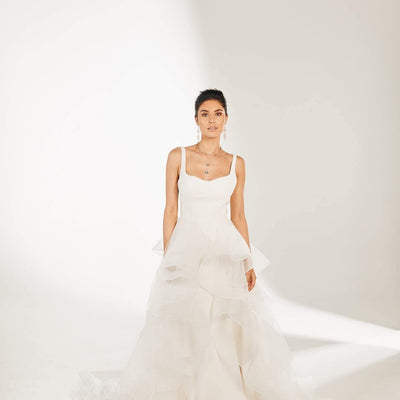 Model wearing Olivia wedding gown