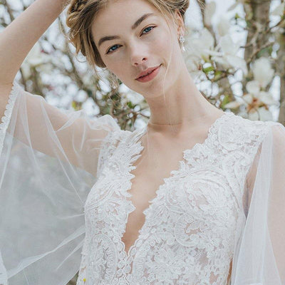 Model wearing Emily wedding gown