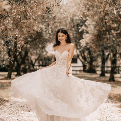 Model wearing Latetia wedding gown