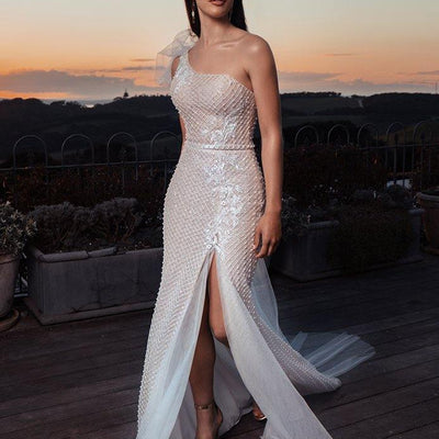 Model wearing Monica wedding gown