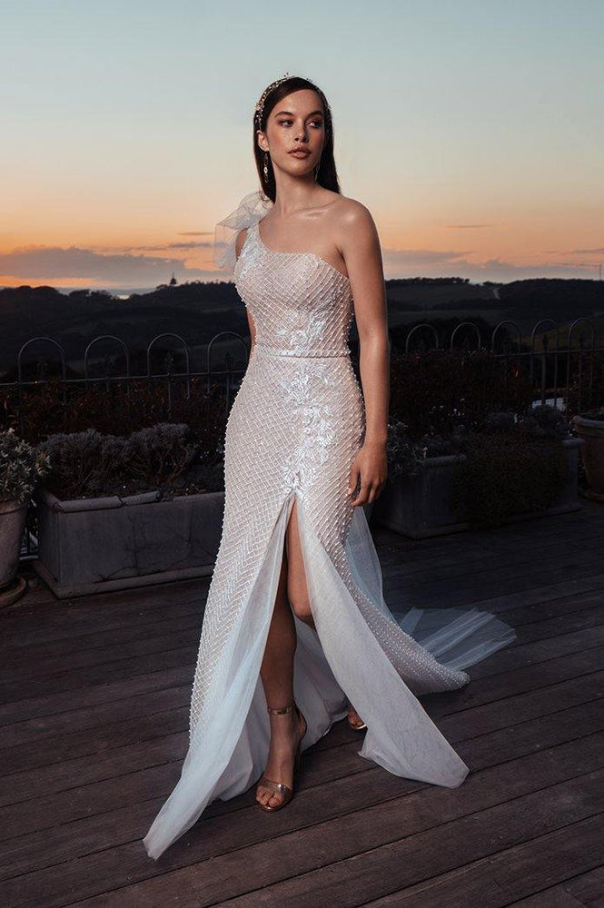 Model wearing Monica wedding gown
