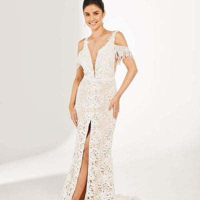 Model wearing Oretta wedding gown