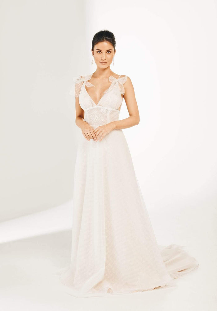 Model wearing Orlena wedding gown