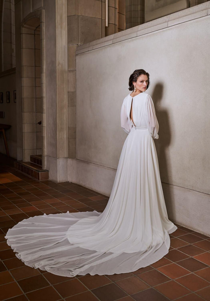 A-line Tulle Wedding Dress With Detachable Off The Shoulder Long Sleeves |  Kleinfeld Bridal