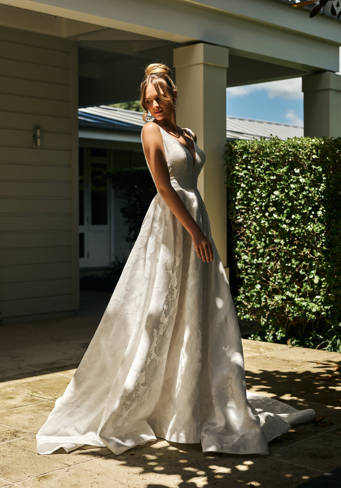 Strapless A-Line Wedding Dress with Cotton Lace - Essense of